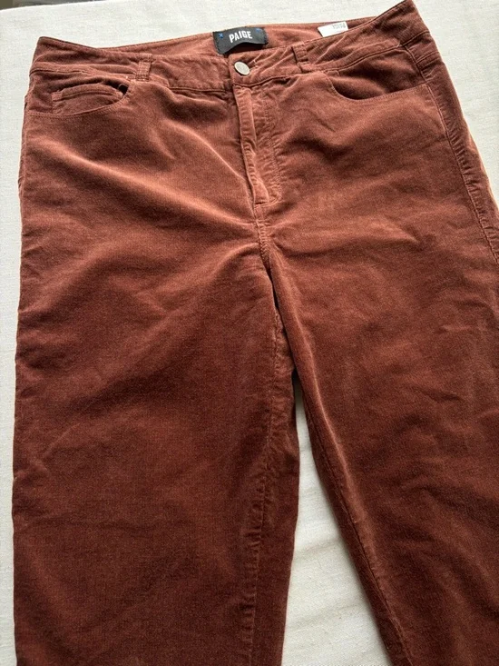 Paige Cindy High Rise Straight Corduroy Jeans Rosewood Size 31 - Picture 4 of 14